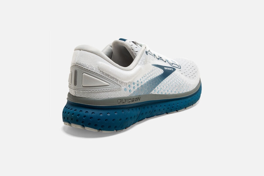 Brooks Glycerin 18 Road Running Shoes Mens - White/Blue - KSIWZ-6127